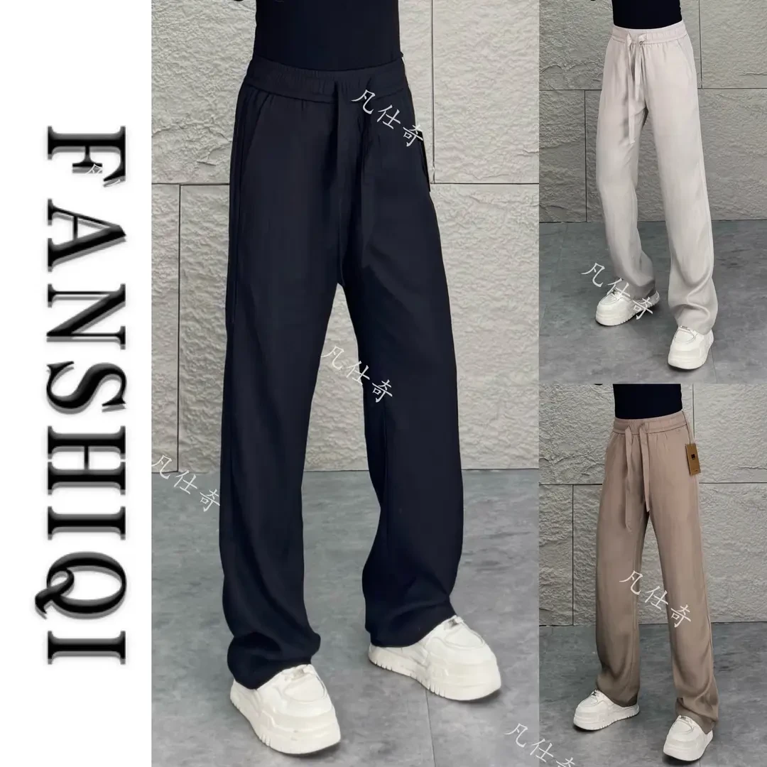 【专柜品质】秋季高端男士莱赛尔亚麻超薄款宽松直筒休闲裤简约垂感