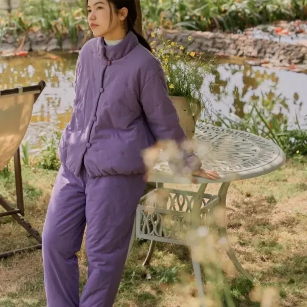 252-033朵朵可可女冬季新款立领加厚夹棉保暖家居服套装