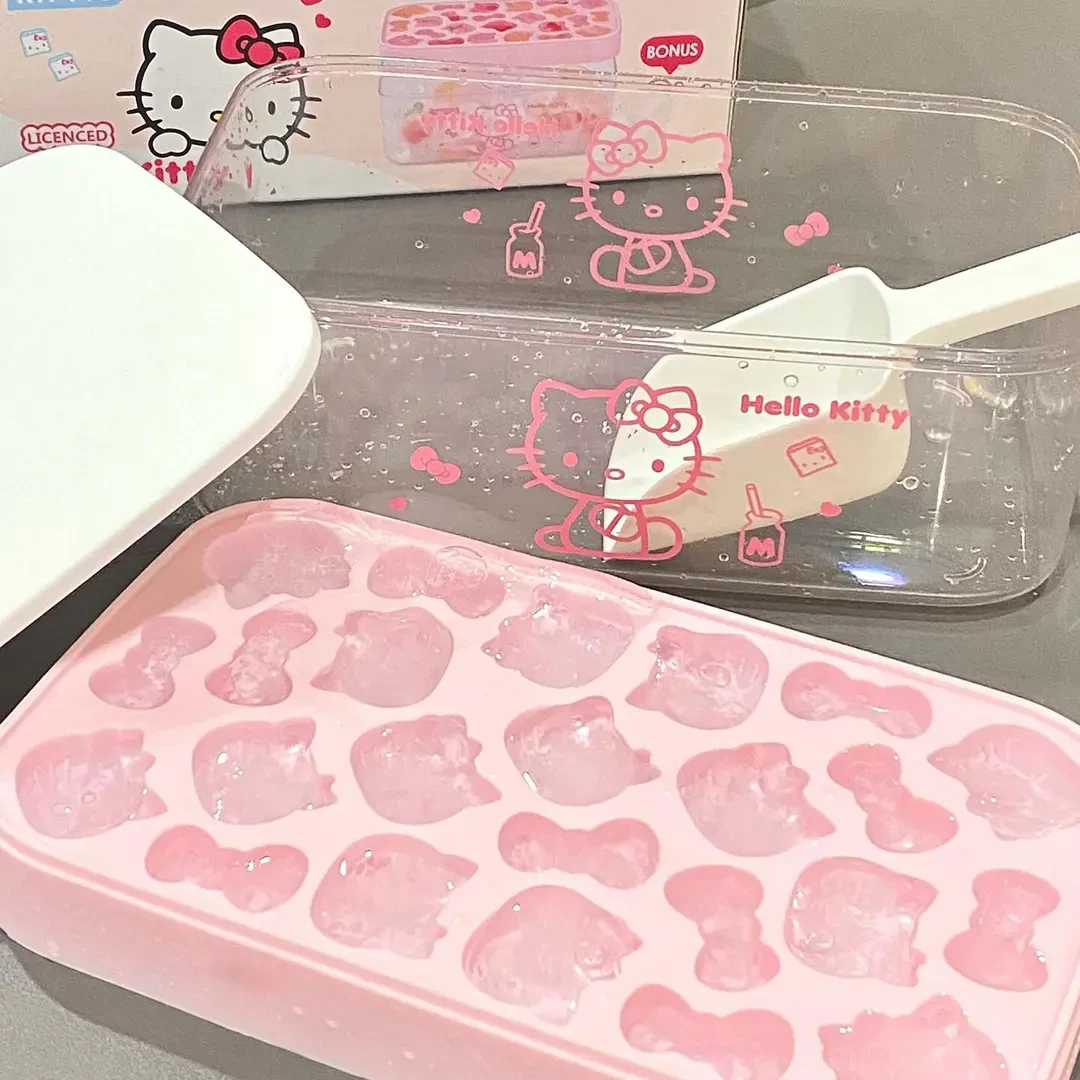 Hellokitty硅胶冰格模具卡通食品级按压冰块家用制冰储冰盒三丽鸥