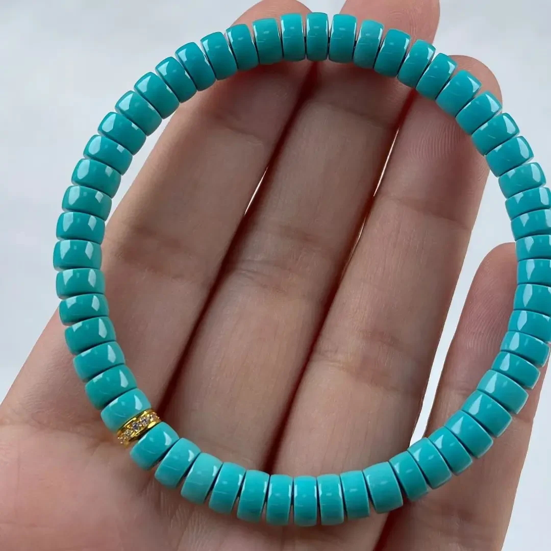 【精品♦️绿松石直切手串】精选原矿瓷釉级玉化料，料子细腻润泽