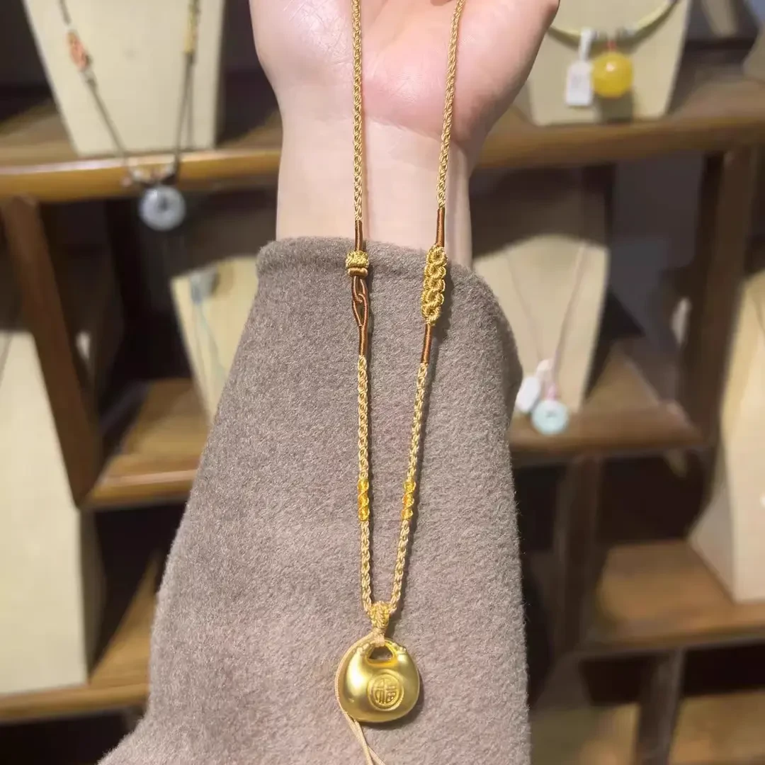 铜合金项链 小胖福编绳项链可挂夏日吊坠万能锁骨链diy氛围感配饰