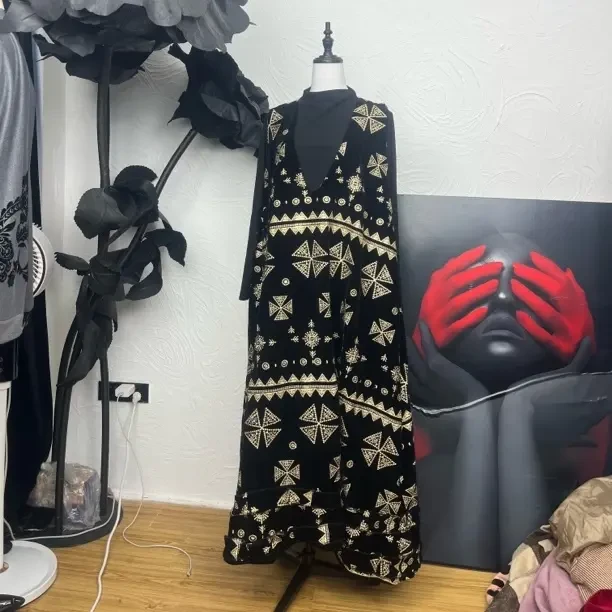 针织大码提花背心连衣裙气质洋气