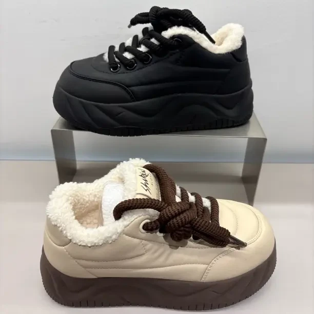 8699加绒加厚雪地靴女冬季保暖防滑厚底休闲棉鞋内增高百搭女鞋