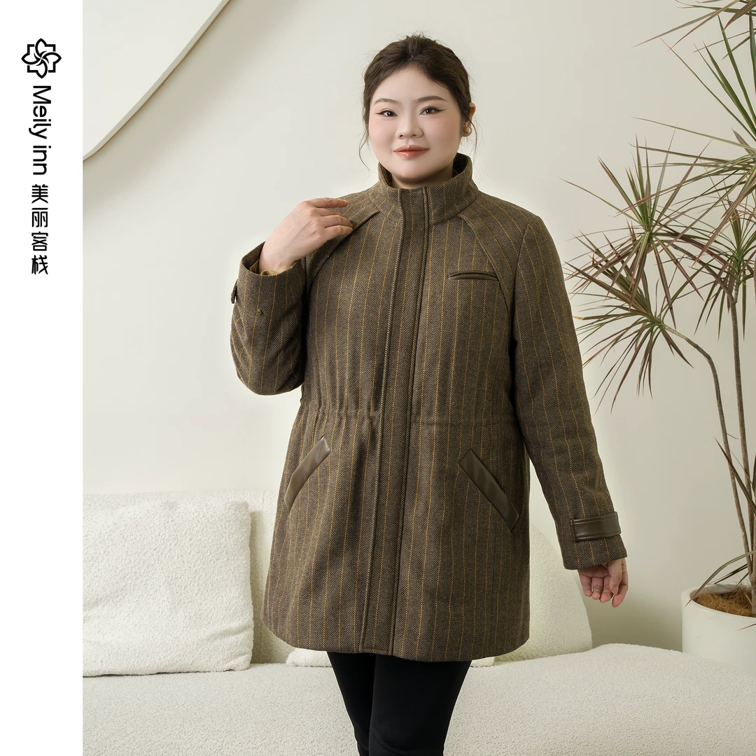 美丽客栈原创高端大码女装中长款外套冬季加厚宽松洋气保暖棉服