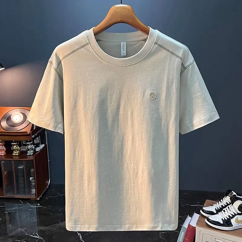 Cebrodz美式宽松T恤短袖男夏季薄款圆领大码透气汗衫高支高密