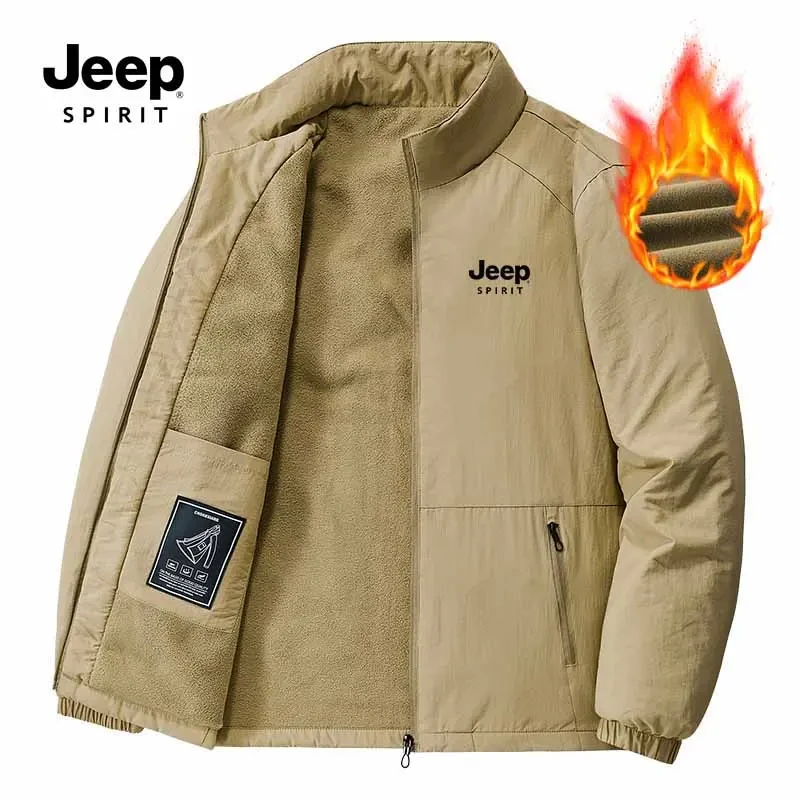 JEEP吉普棉服秋冬男士休闲外套立领男装大码防风保暖加绒加厚棉衣