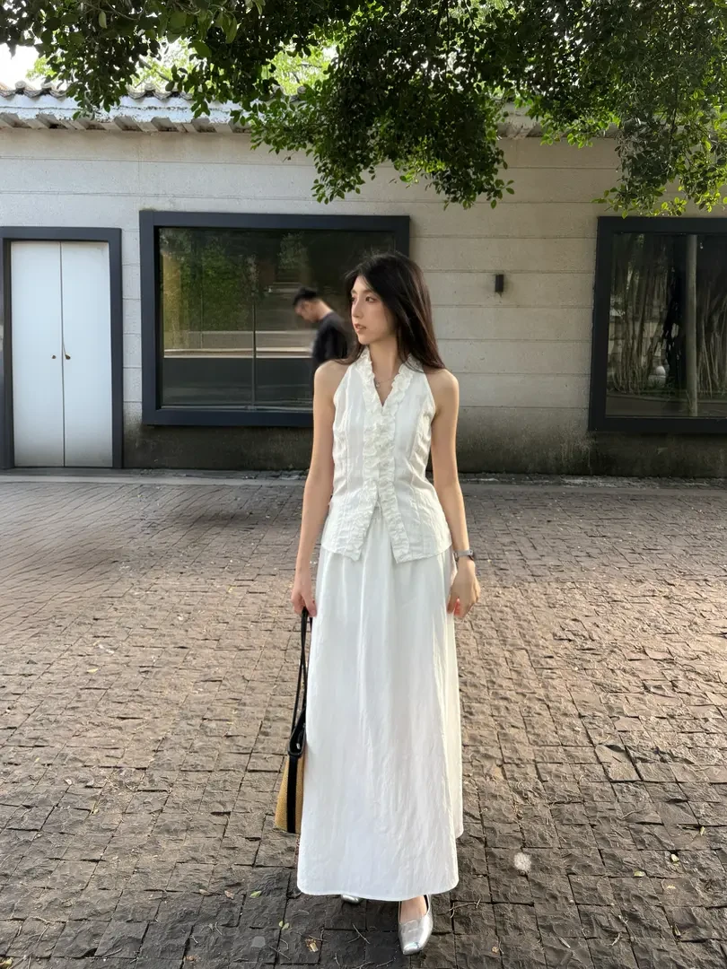 无袖背心显瘦套装女2025夏季新款慵懒百搭清冷松弛感阔腿裤两件套