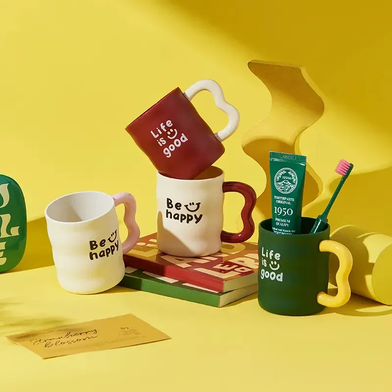 高颜值漱口杯英文款洗漱杯学生宿舍刷牙杯家用情侣款牙具牙缸杯xm