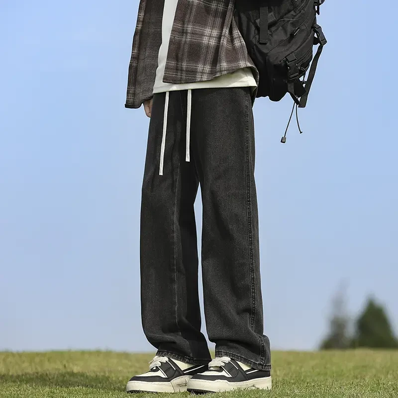 春季新款牛仔裤男款2025爆款青少年宽松直筒裤子美式复古男士长裤