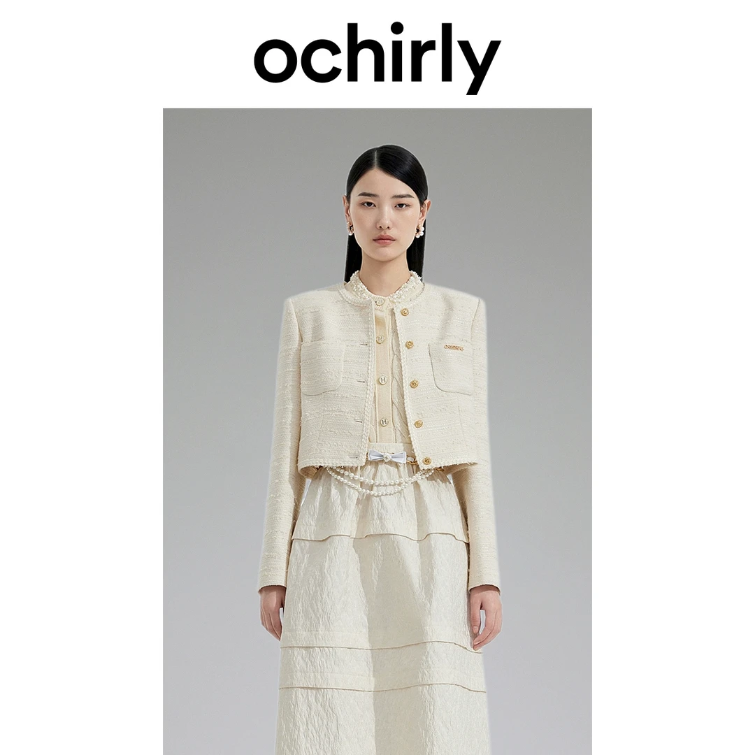 【达人】ochirly欧时力蝴蝶纱小香风外套装法式短款小个子
