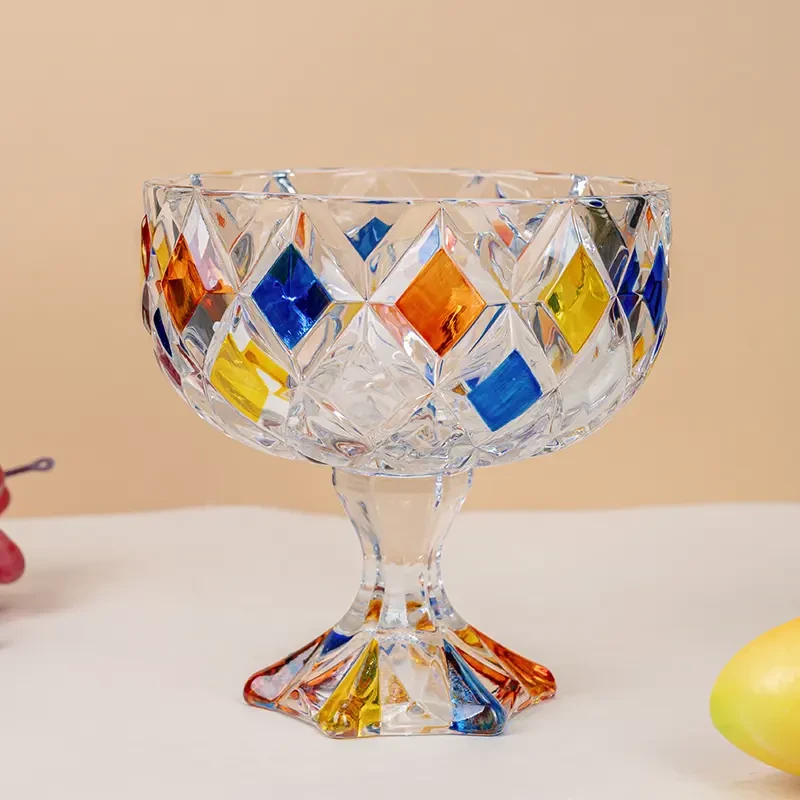 彩绘手绘果斗现代轻奢工艺品家居装饰高颜值果斗干果盘