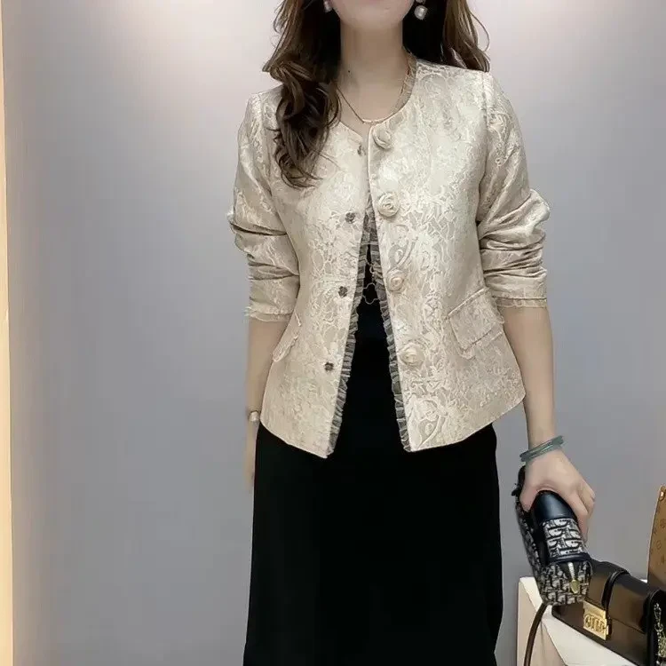 春夏新款2025新款中式提花小香风短款外套春季时尚法式复古小开衫