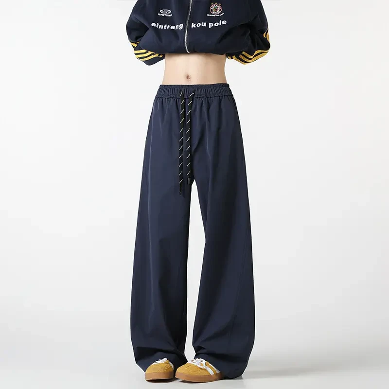 冰丝凉感速干休闲裤男款夏季薄款宽松直筒垂感美式休闲阔腿长裤子