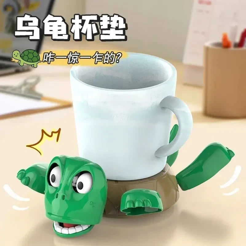 乌龟杯垫王八手机支架按压瞪眼四肢张开可爱搞笑搞怪创意桌面摆件