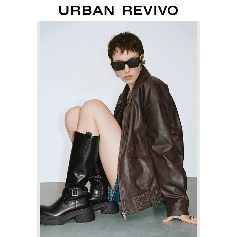 UR2025春季新品女装欧若风复古休闲雅丹风口袋棉服外套UYV150009