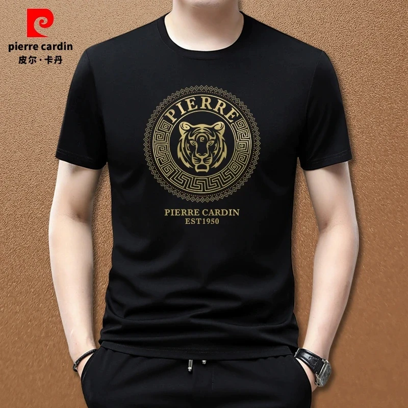 皮尔卡丹男士高档圆领短袖T恤时尚百搭半袖夏季新品上衣p1179