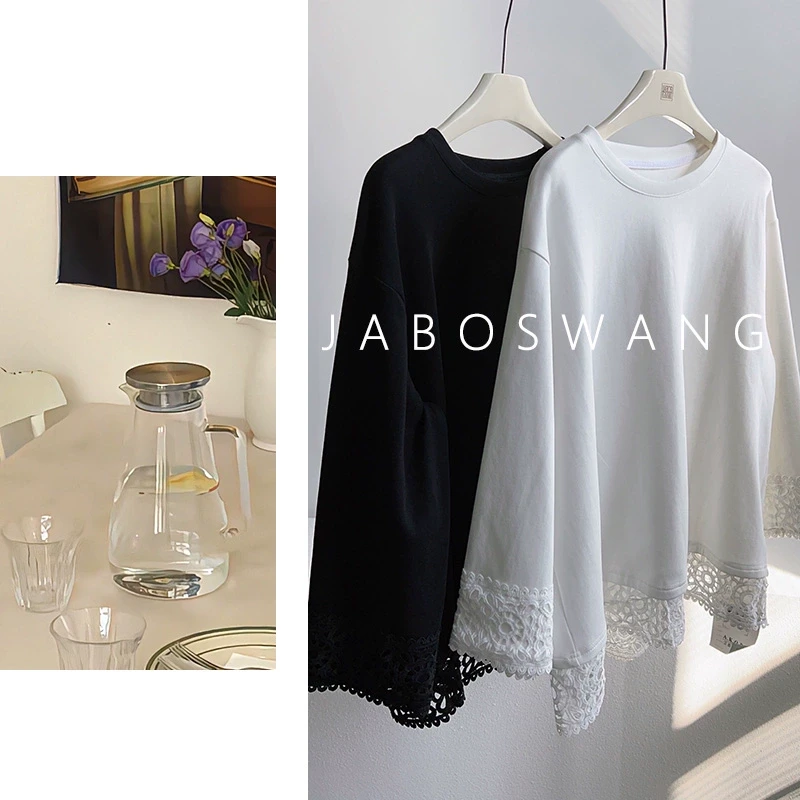 S806镂空花边T恤衫2025春季优雅简约高级感气质名媛短款上衣