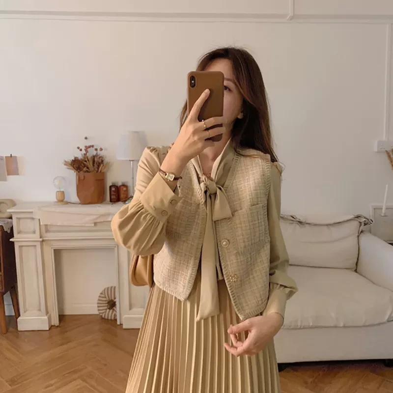 【断码清仓】春秋新款女装时尚套装小香风春款长袖连衣裙两件套