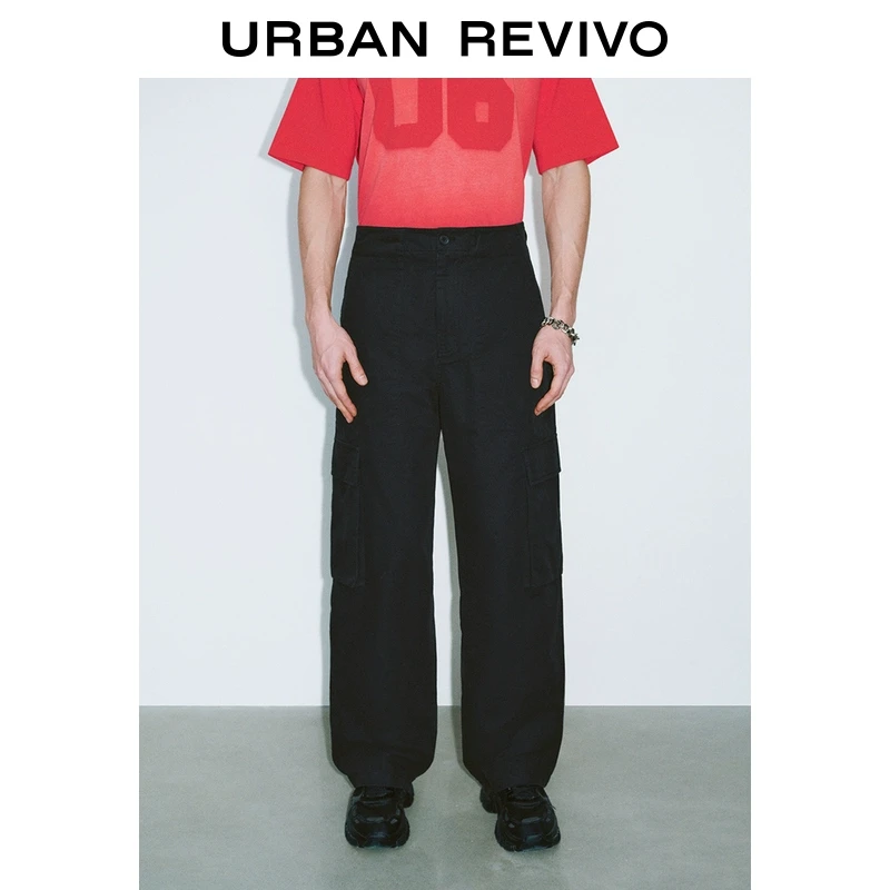 UR2025秋季新款男装美式休闲立体工装风贴袋阔腿裤UMY650004