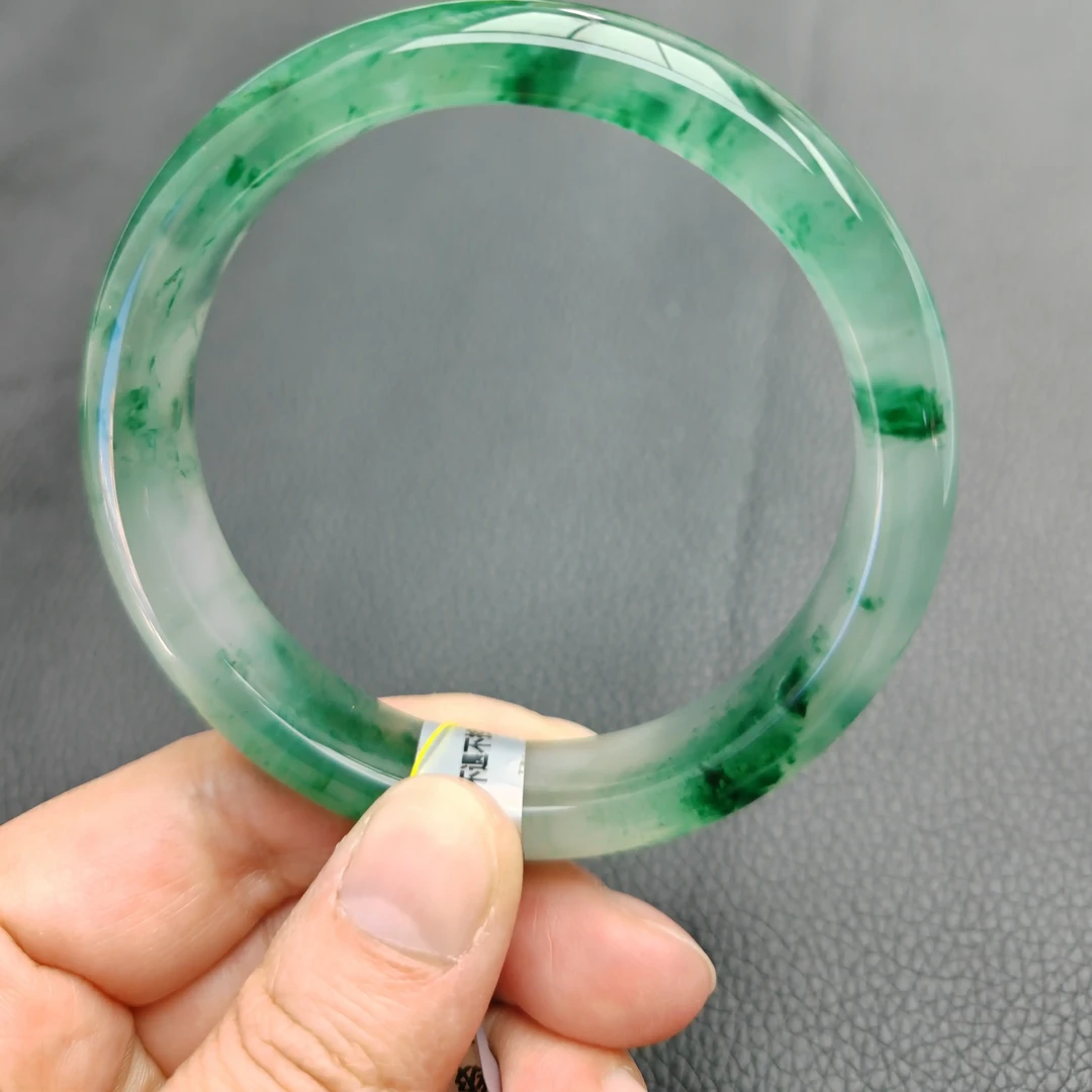 琪玥珠宝非洲翠高冰飘花绿手镯