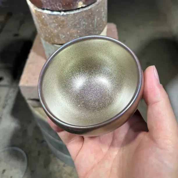 建窑建盏 极光幻彩金 茶盏主人杯 电烧