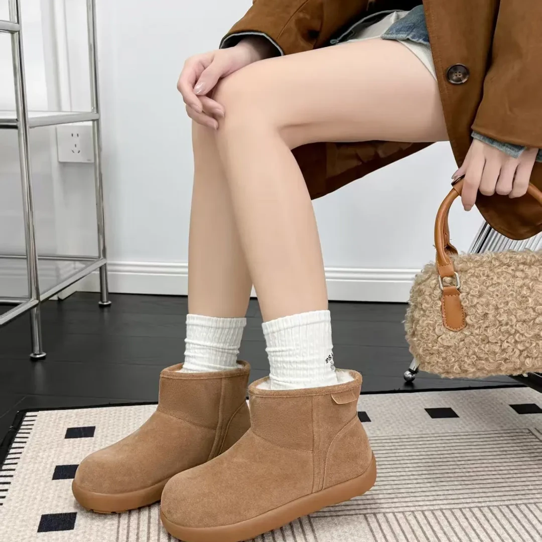 勃肯小短靴雪地靴女2025新款冬季加绒加厚东北厚底防滑保暖短筒靴