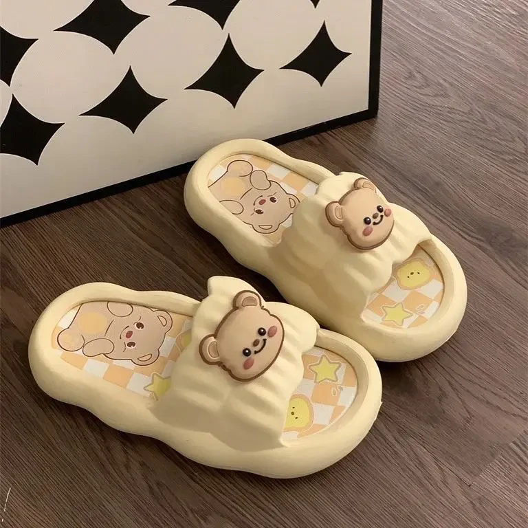 可爱黄油小熊拖鞋女夏季外穿ins网红居家防滑软底室内厚底凉拖鞋