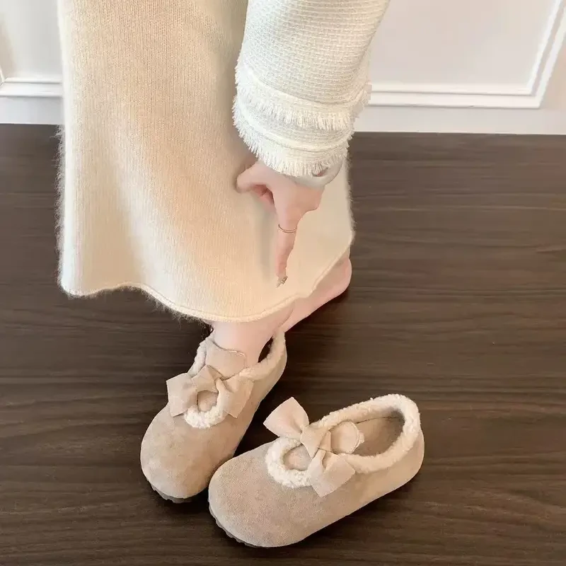 加绒保暖厚底棉鞋女2025新款秋冬加厚小众复古全包雪地毛毛勃肯鞋