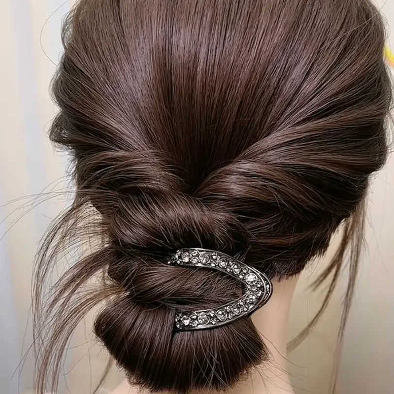高马尾固定神器抓夹女后脑勺半扎发头饰高级感水钻发夹鲨鱼夹发卡