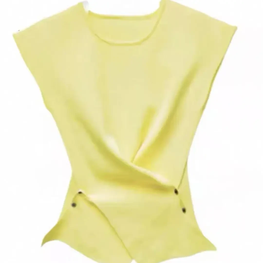 设计感交叉显瘦薄款短袖T恤女夏季新款气质针织外穿温柔系上衣女