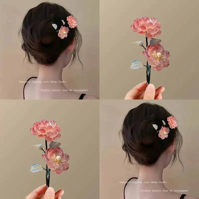 云生海棠！花朵发簪！精致古风简单簪子大气高级感盘发发钗女头饰