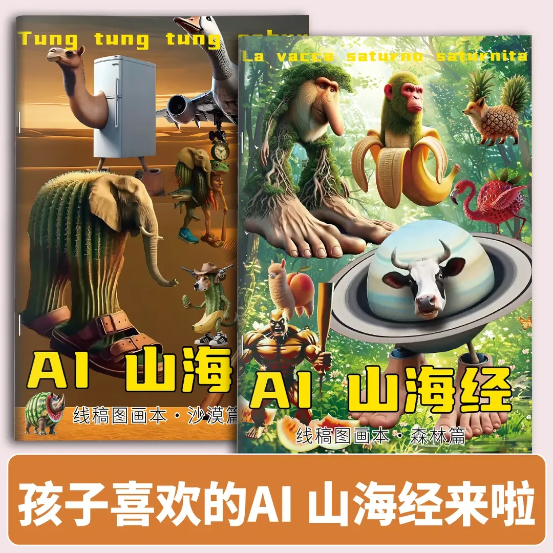 AI山海经描摹本正版漫画六一儿童节礼物简笔画临摹外国绘画本玩具