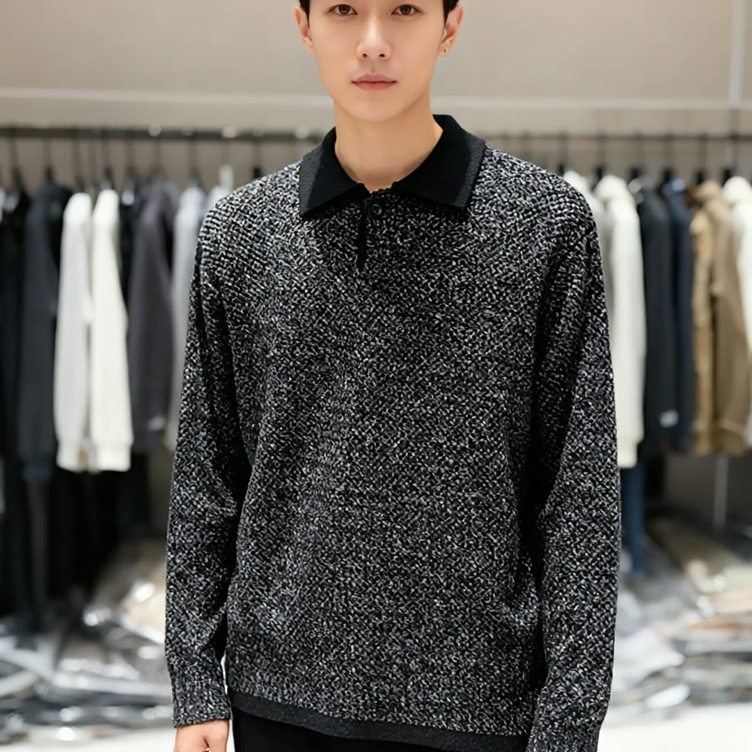 秋冬加厚翻领假两件针织针织衫保暖毛衣冬季宽松长袖潮流双118862