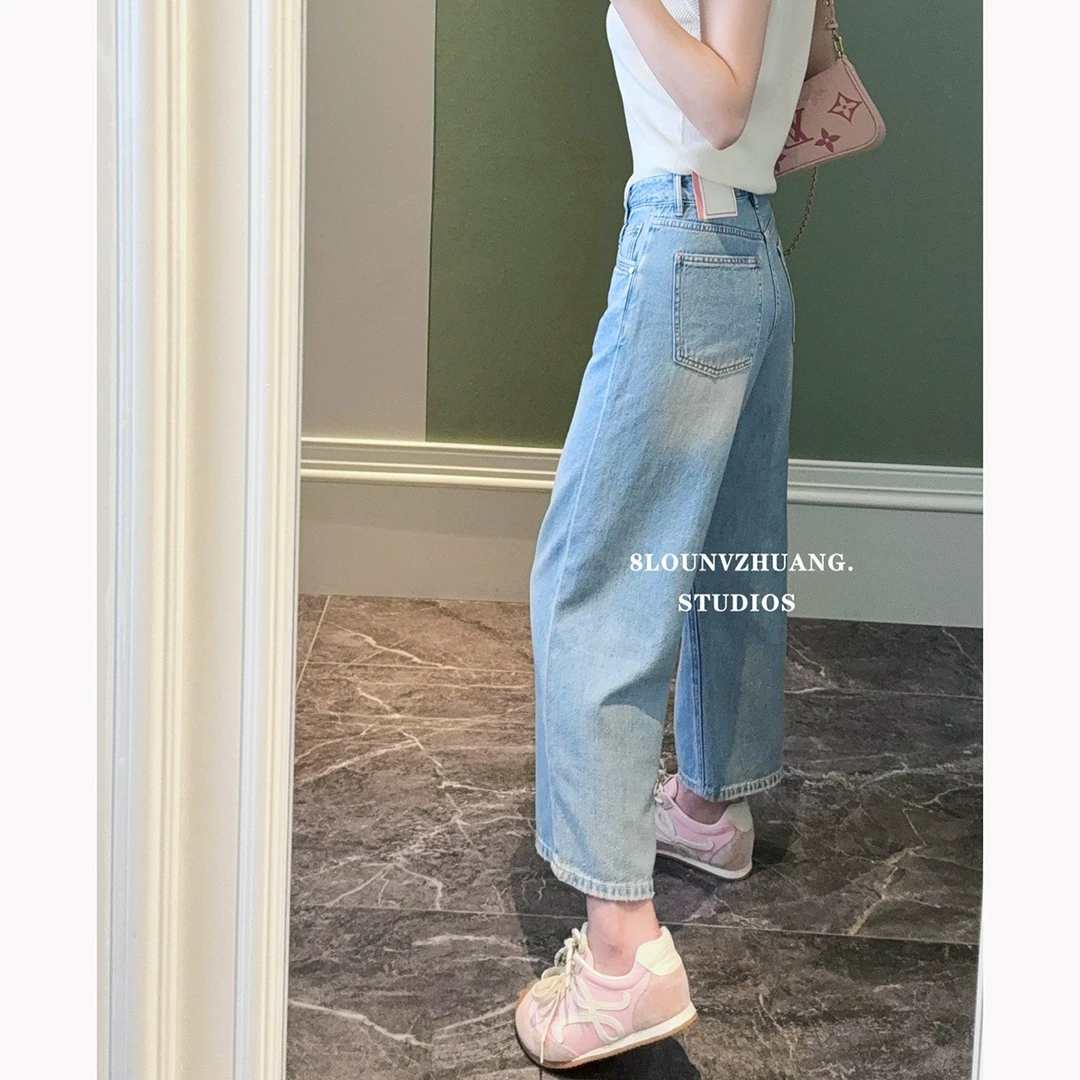 超薄小个子八分直筒裤花匣子牛仔裤2025夏季蓝色超舒服牛仔66216