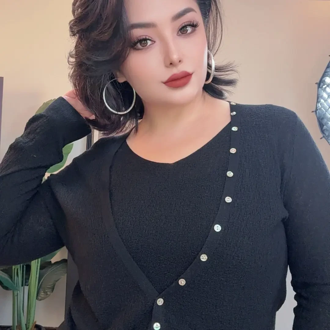 长袖轻奢气质秋季套头款女针织毛针织衫休闲风上衣