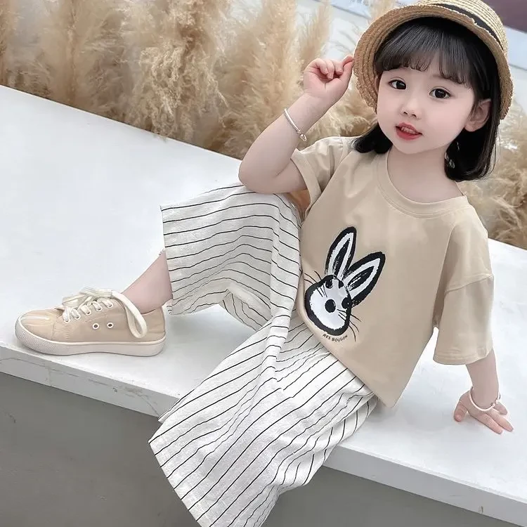 新款套头卡通动漫薄款女休闲风套装大童网红洋气女宝小童韩版女童