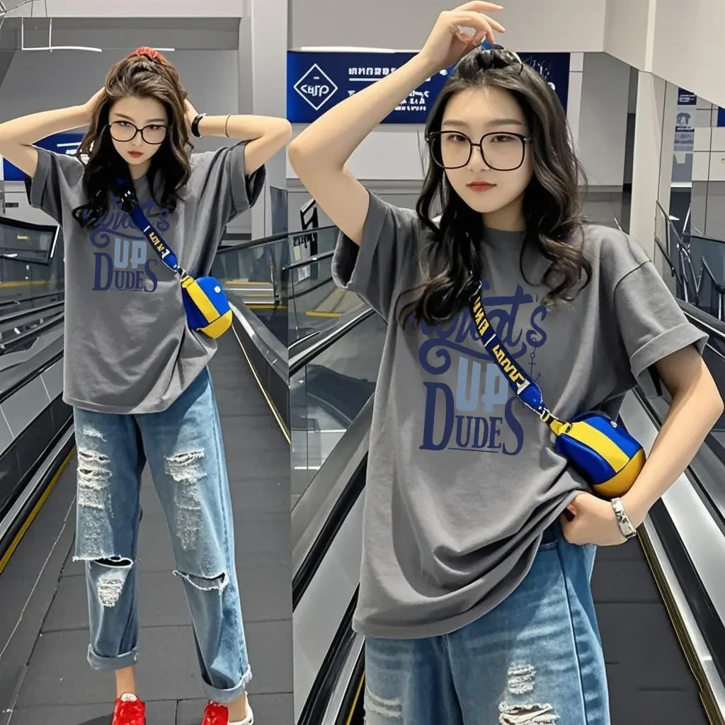 新款洋气纯棉短袖t恤女2025夏季凉感亲肤宽松大码欧若风上衣女装