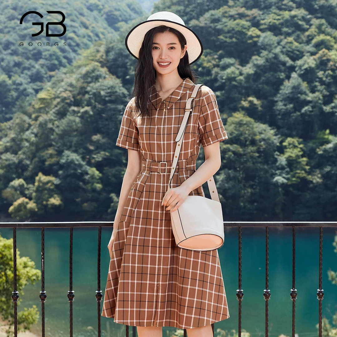 【小余专属】谷邦GOOBGS 格纹短袖连衣裙 G3242273