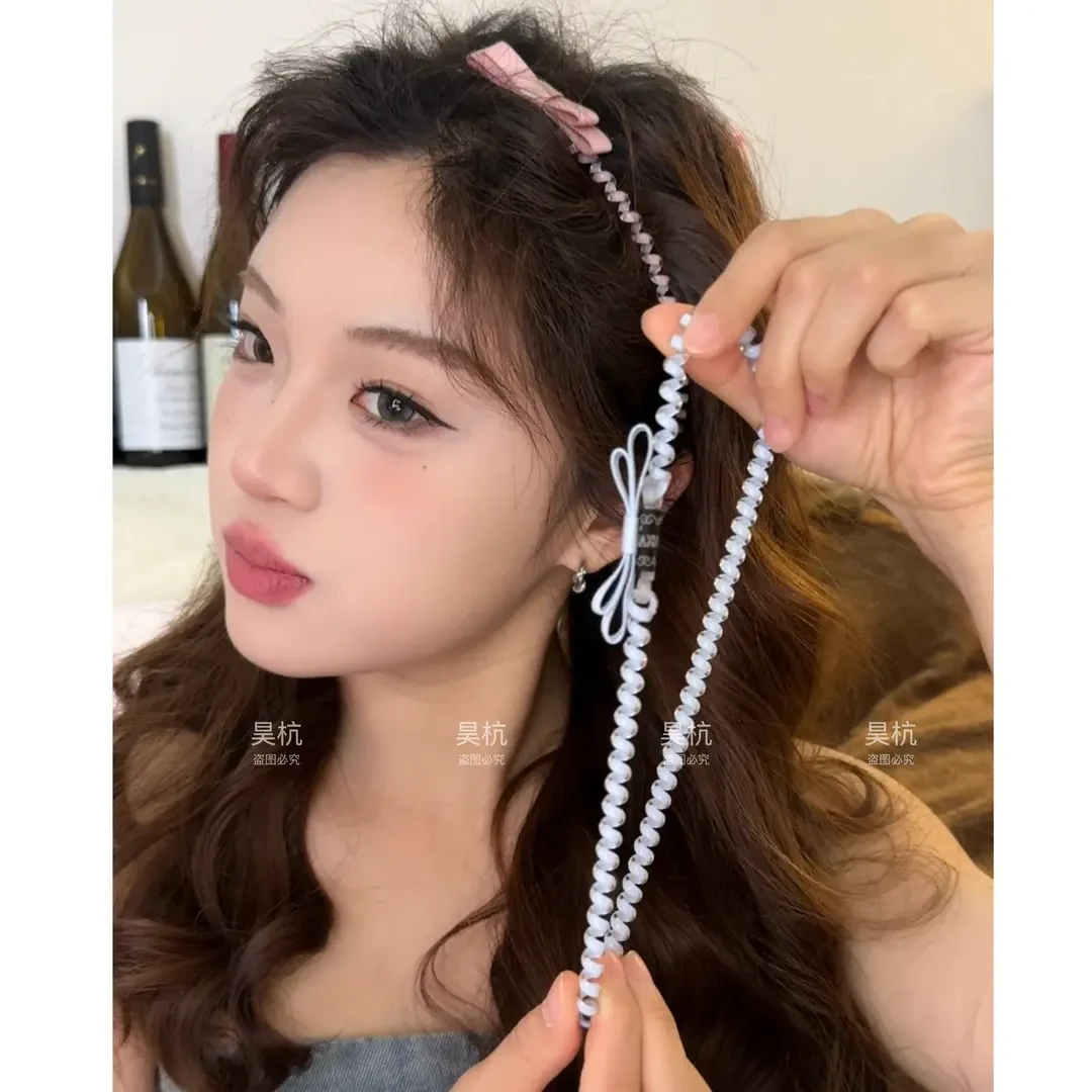 J一款四戴！可做chocker！新款夏甜妹电话线发绳发箍氛围感发圈发带