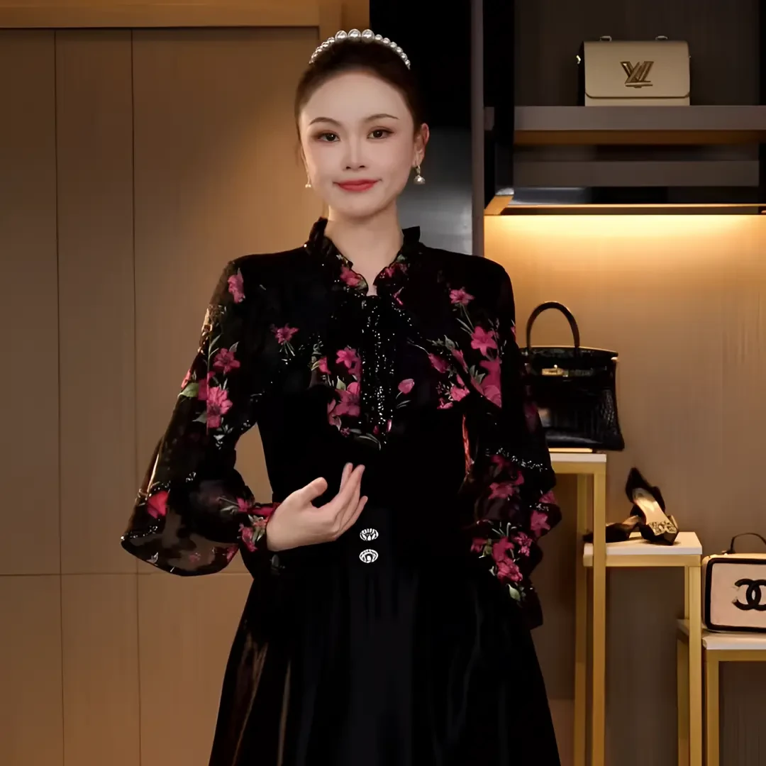 L4C0784-3 法式复古重工碎花暗纹刺绣披肩设计时尚修身显瘦上衣