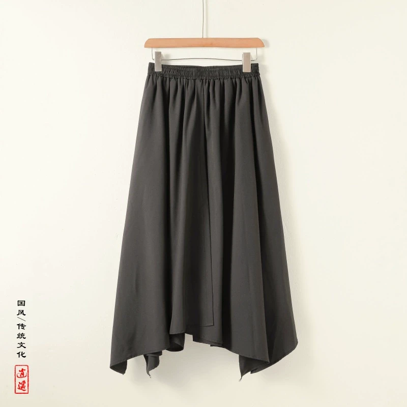 新中式国风剑道裤男士不规则拼接大摆裙裤设计感小众山本风武士裤