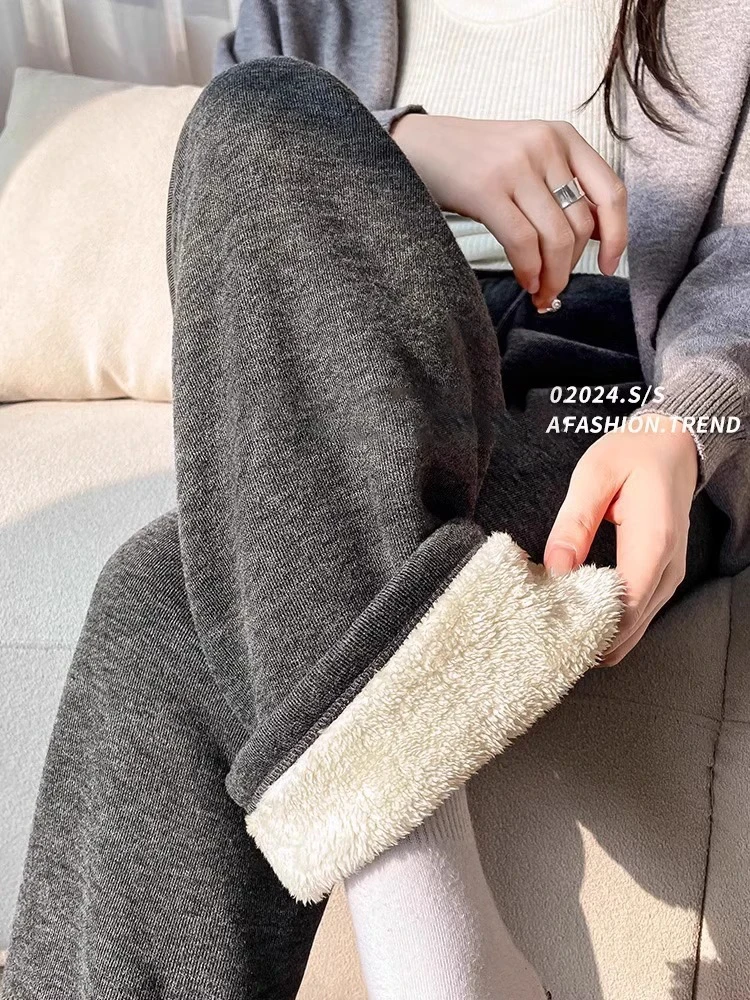 孕妇裤羊羔绒糯米裤秋冬季加绒垂感直筒休闲2025新款阔腿裤长裤子