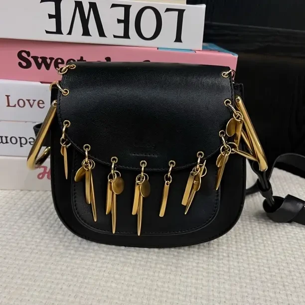 99新 Chloe/蔻依 马鞍包圆环包小号 黑色