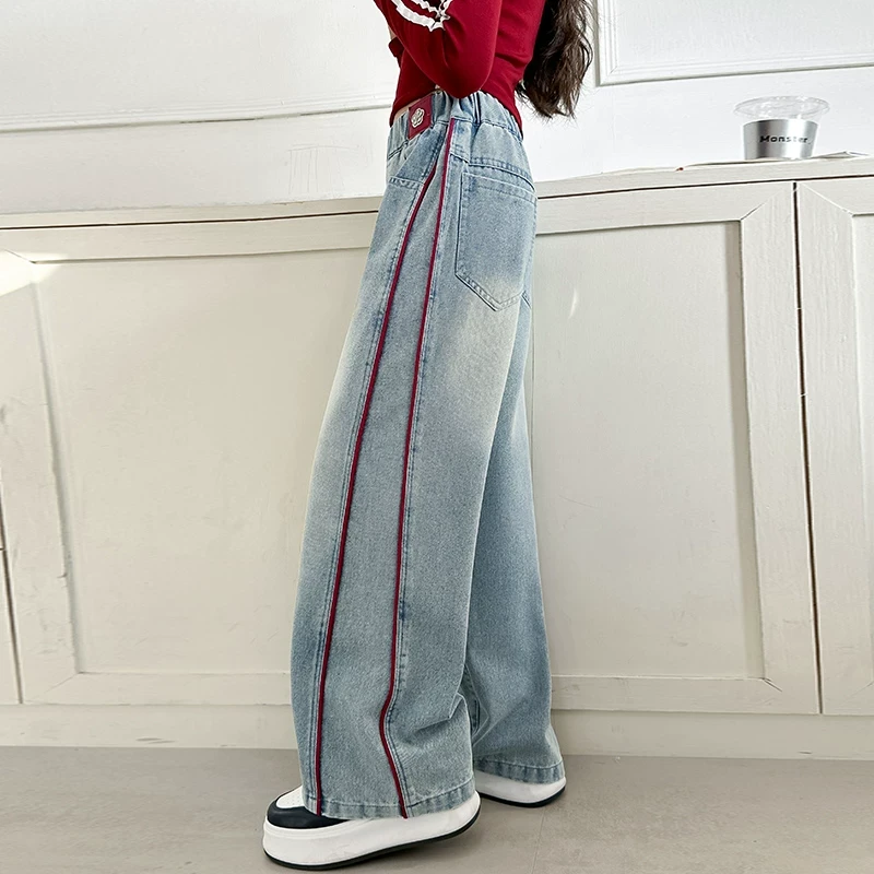 女童春装裤子2025新款洋气大童牛仔裤儿童春秋款独特超好看直筒裤