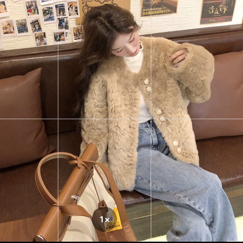 【新款】现货！奶杏色皮毛一体环保皮草 9901--
