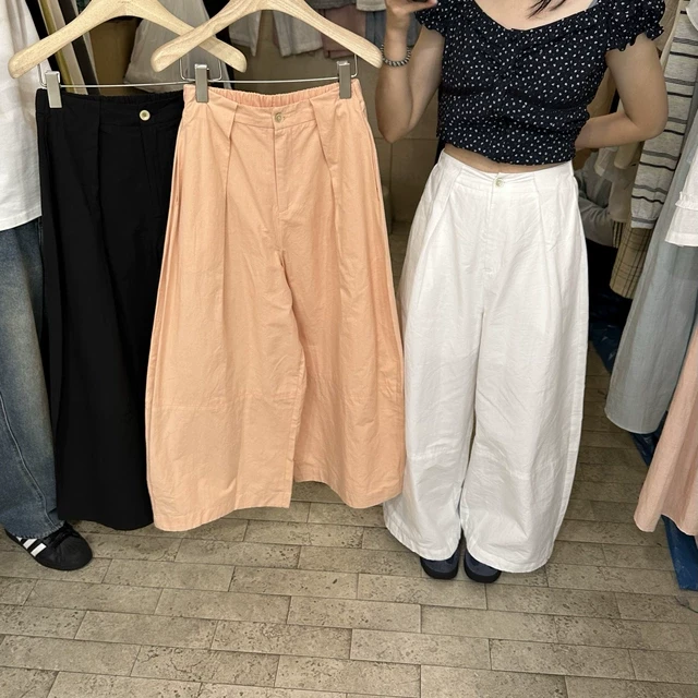 韩系压褶高腰半松紧气球裤女2025夏季新款宽松显瘦休闲百搭阔腿裤