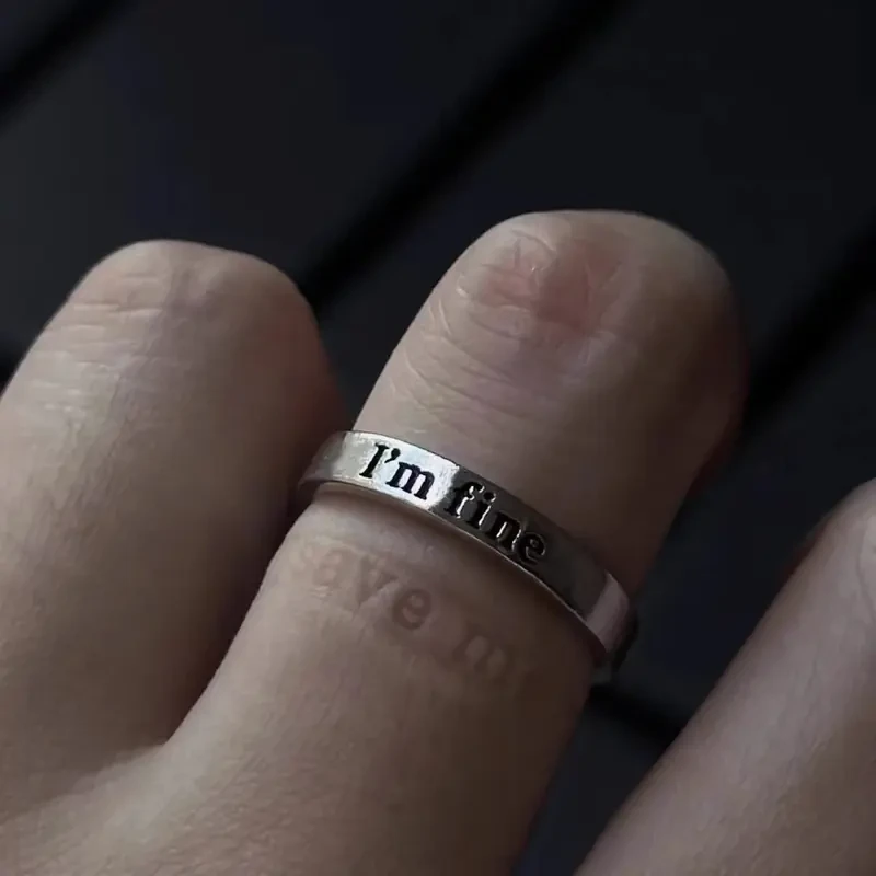 合金戒指 合金戒指 【救赎】Im fine save me冷淡风时尚男女款小众