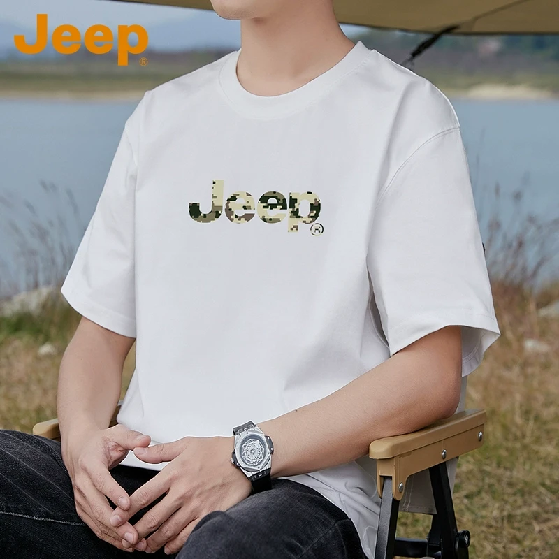 JEEP吉普【240G重磅纯棉】短袖T恤男士夏季凉感透气痞帅宽松体恤