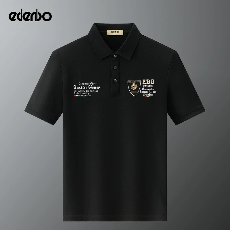 【商场同款】爱登堡polo衫男士短袖高端品牌2025夏季新款刺绣体恤衫