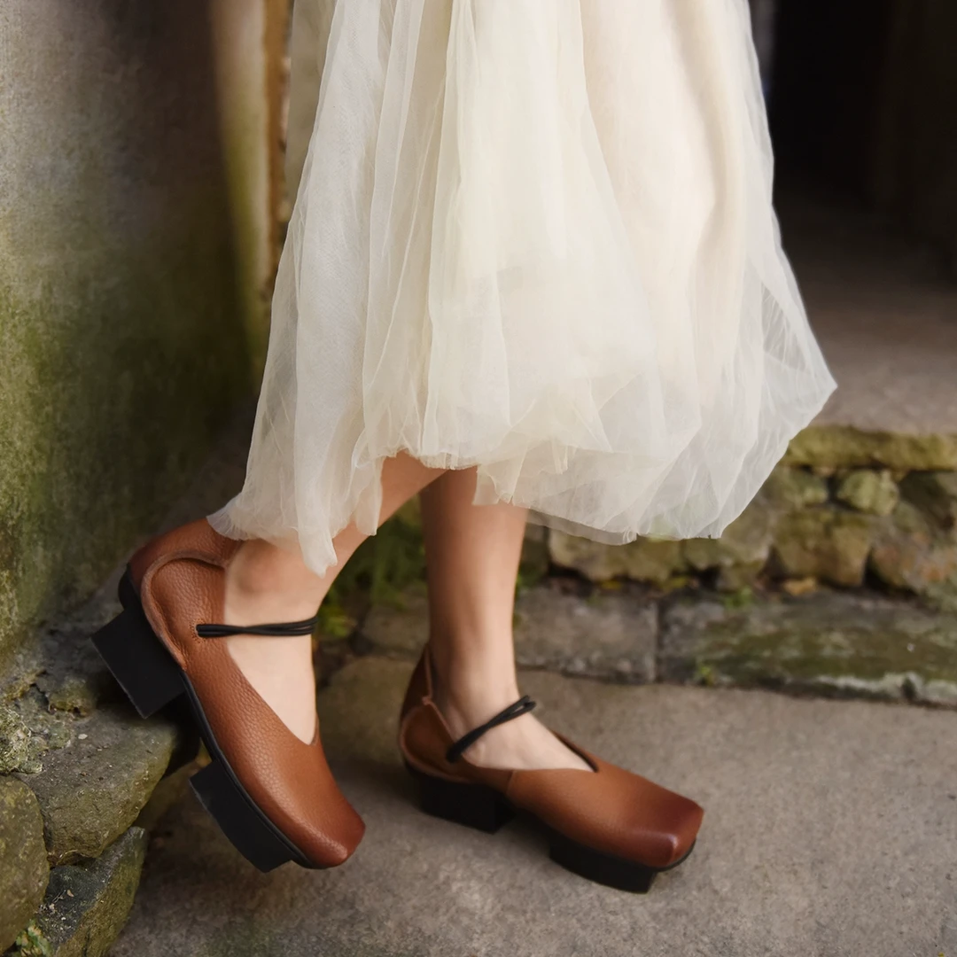 Artmu阿木复古小众女鞋厚底粗跟浅口单鞋子女新款爆款真皮125CL-3